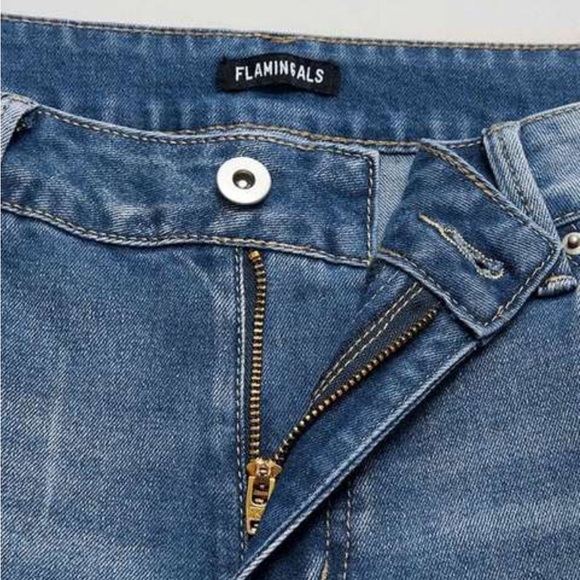 Flamingals Casual Wide Leg Frayed Hem Cropped Jeans - Picture 4 of 7